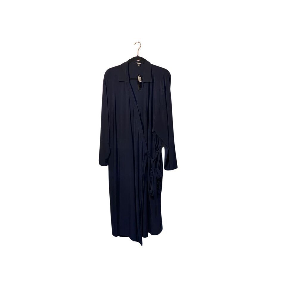 ICO women’s NWT navy blue wrap shirt dress, 3/4 sleeve S/4X